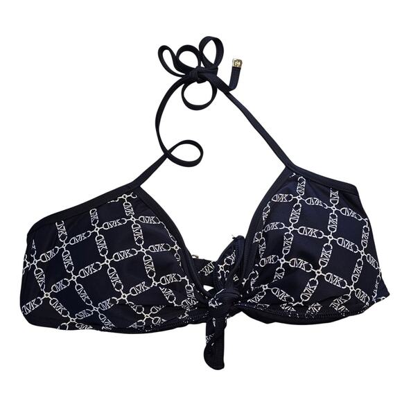 Michael Kors Bikini Top Triangle String Swim Midnight Sz Large Logo New MSRP $90 - Picture 1 of 7